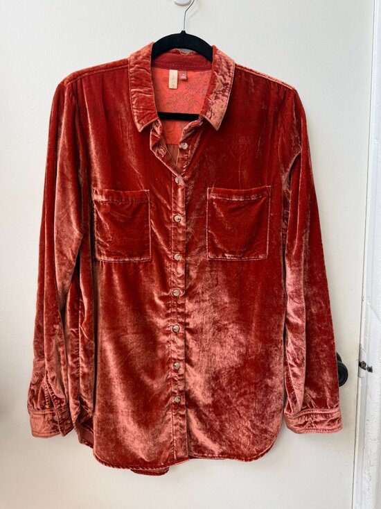 Pilcro Tops - Women's Velvet Button Shirt ~ Anthropologie ~ Pilcro ~ Pumpkin Color ~ Size M